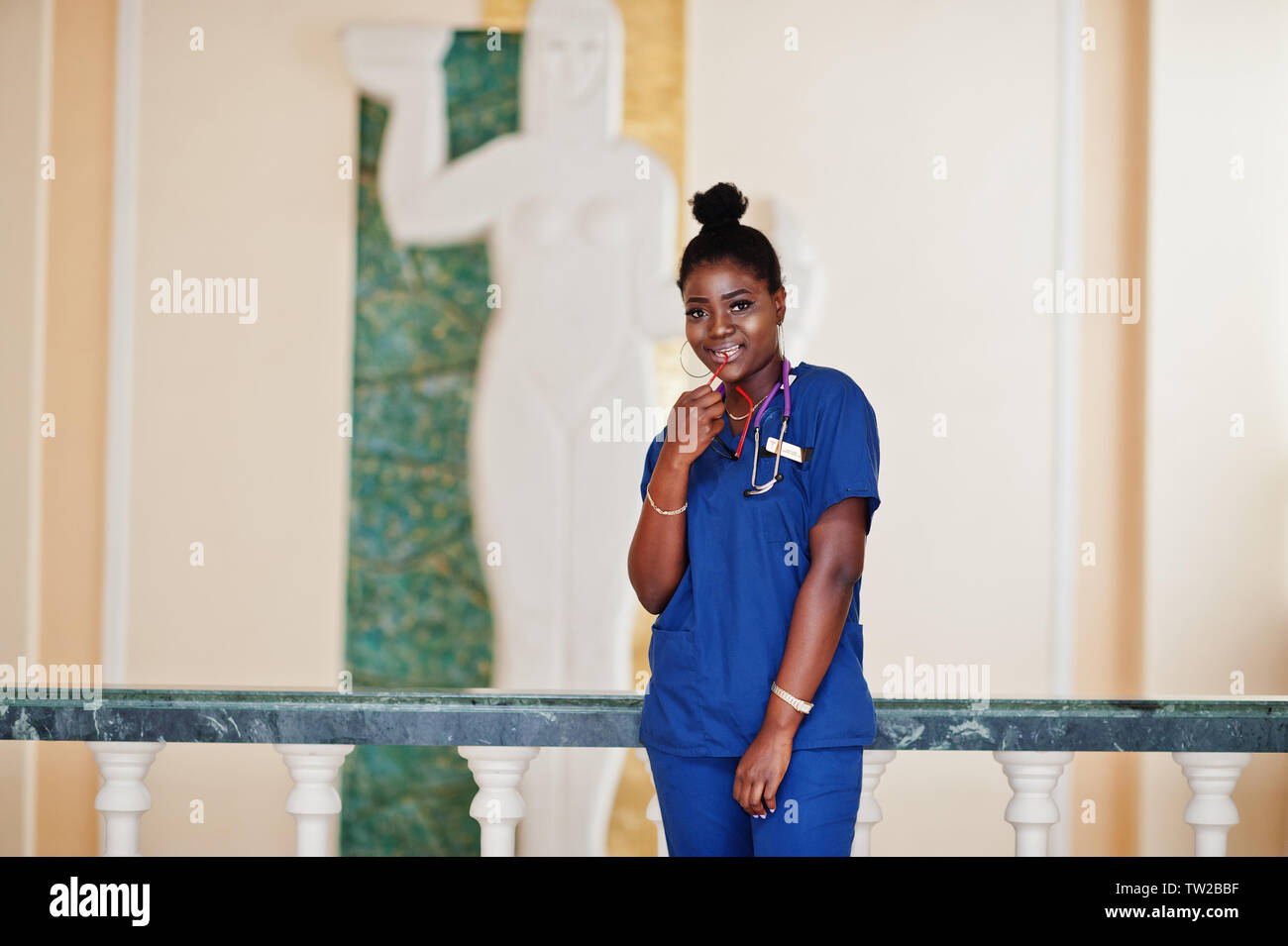 Professional african female doctor at the hospital. Medical healthcare business and doctor service of Africa. Stock Photo