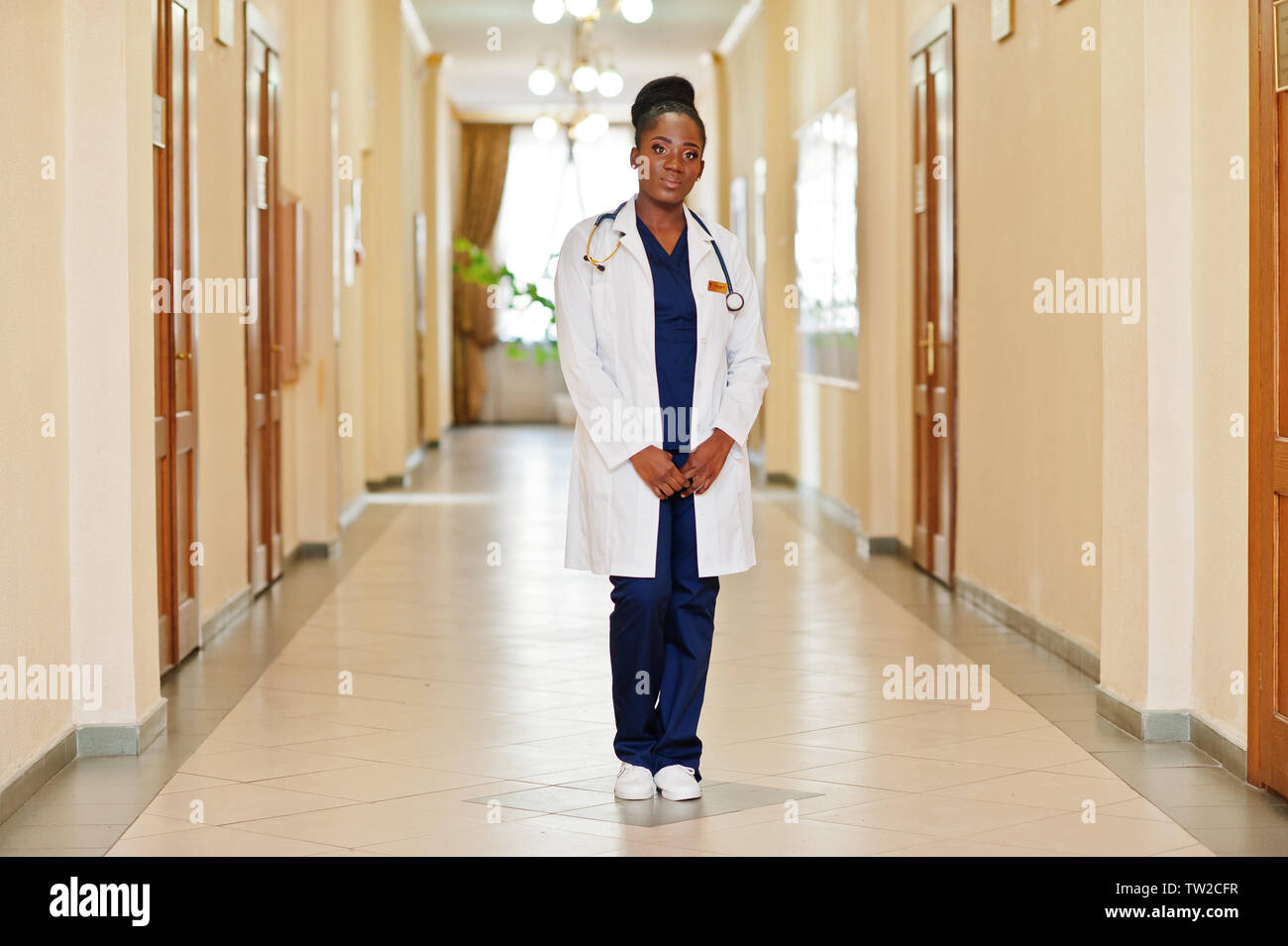 Professional african female doctor at the hospital. Medical healthcare business and doctor service of Africa. Stock Photo