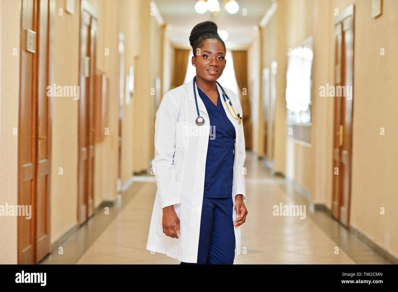 Professional african female doctor at the hospital. Medical healthcare business and doctor service of Africa. Stock Photo