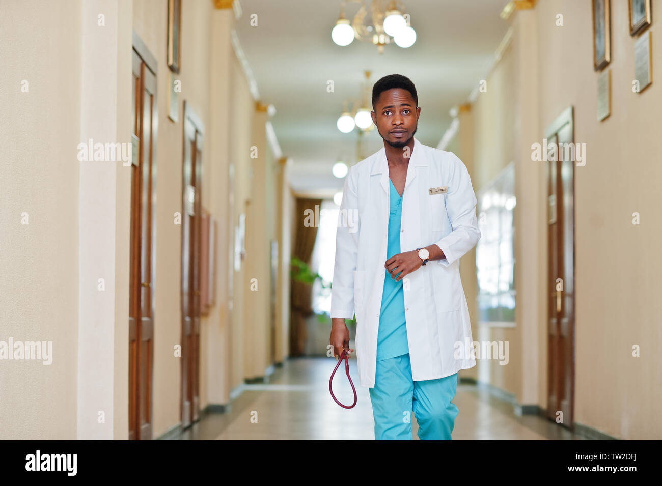Professional african male doctor at the hospital. Medical healthcare business and doctor service of Africa. Stock Photo
