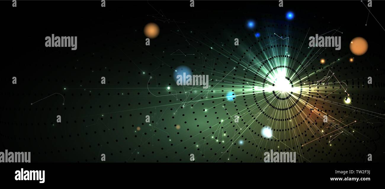 Neural network concept. Connected cells with links. High technology process. Abstract futuristic background Stock Vector