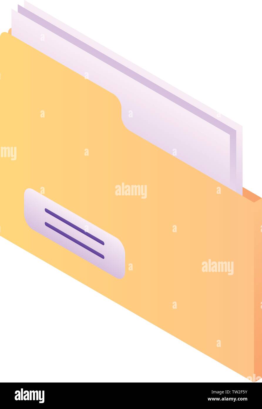 Yellow folder icon, isometric style Stock Vector