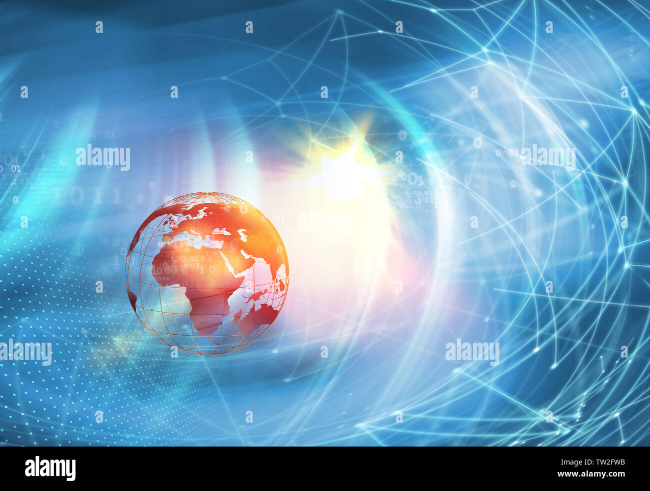 World news background, earth globe with connection lines. Internet and ...