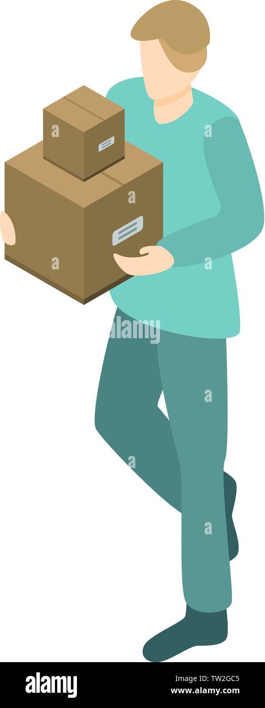 Warehouse worker icon, isometric style Stock Vector