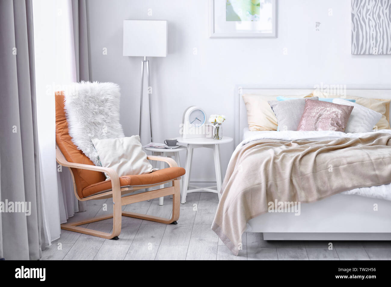 Chair bedroom interior curtain hi res stock photography and images
