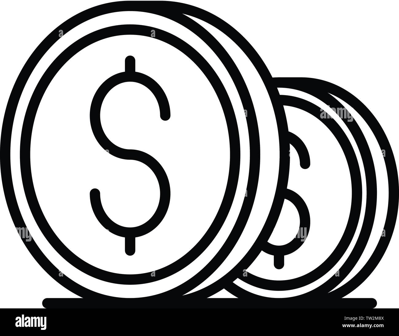 Dollar coin icon, outline style Stock Vector Image & Art - Alamy