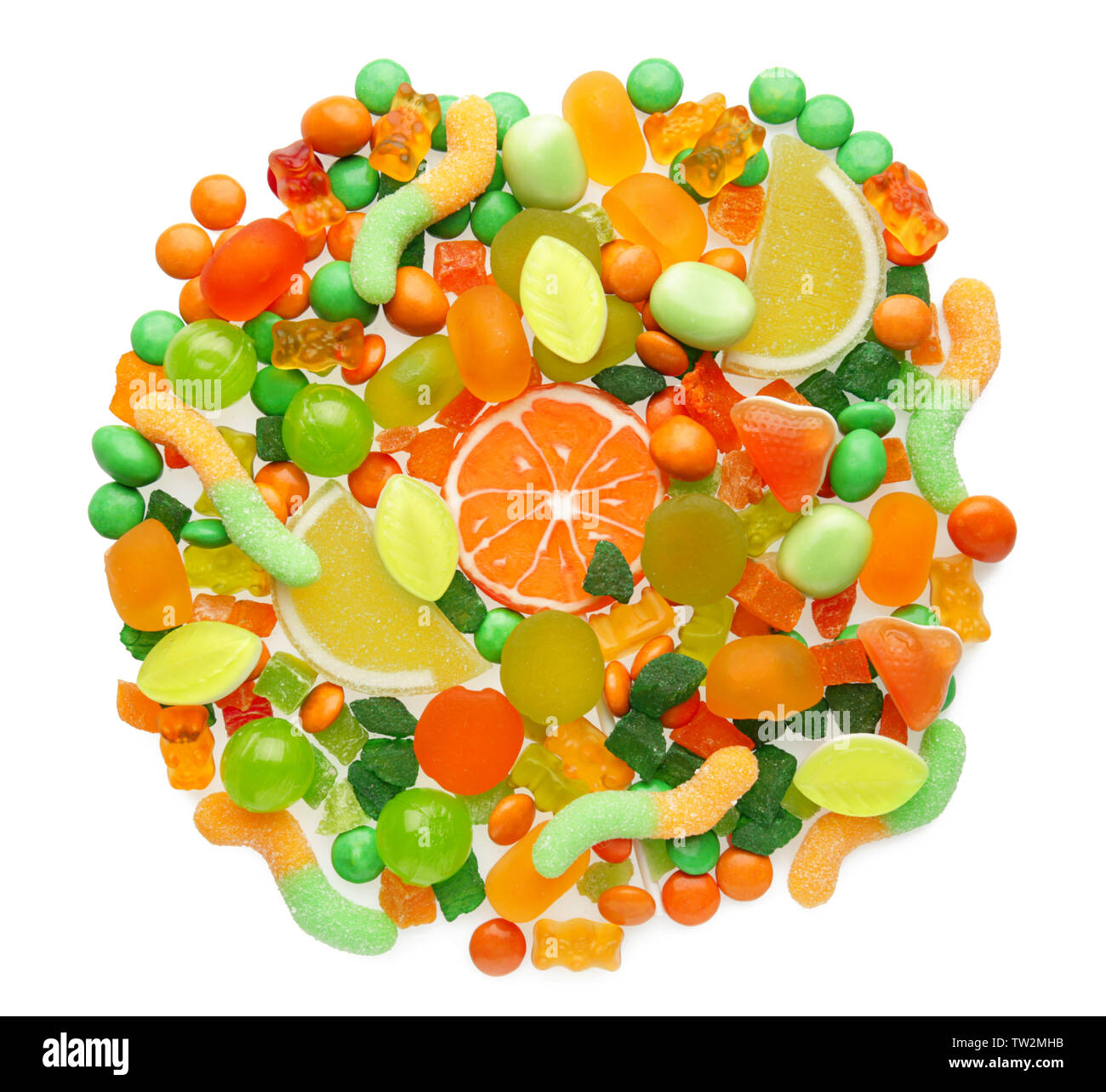Colorful candies on white background Stock Photo - Alamy