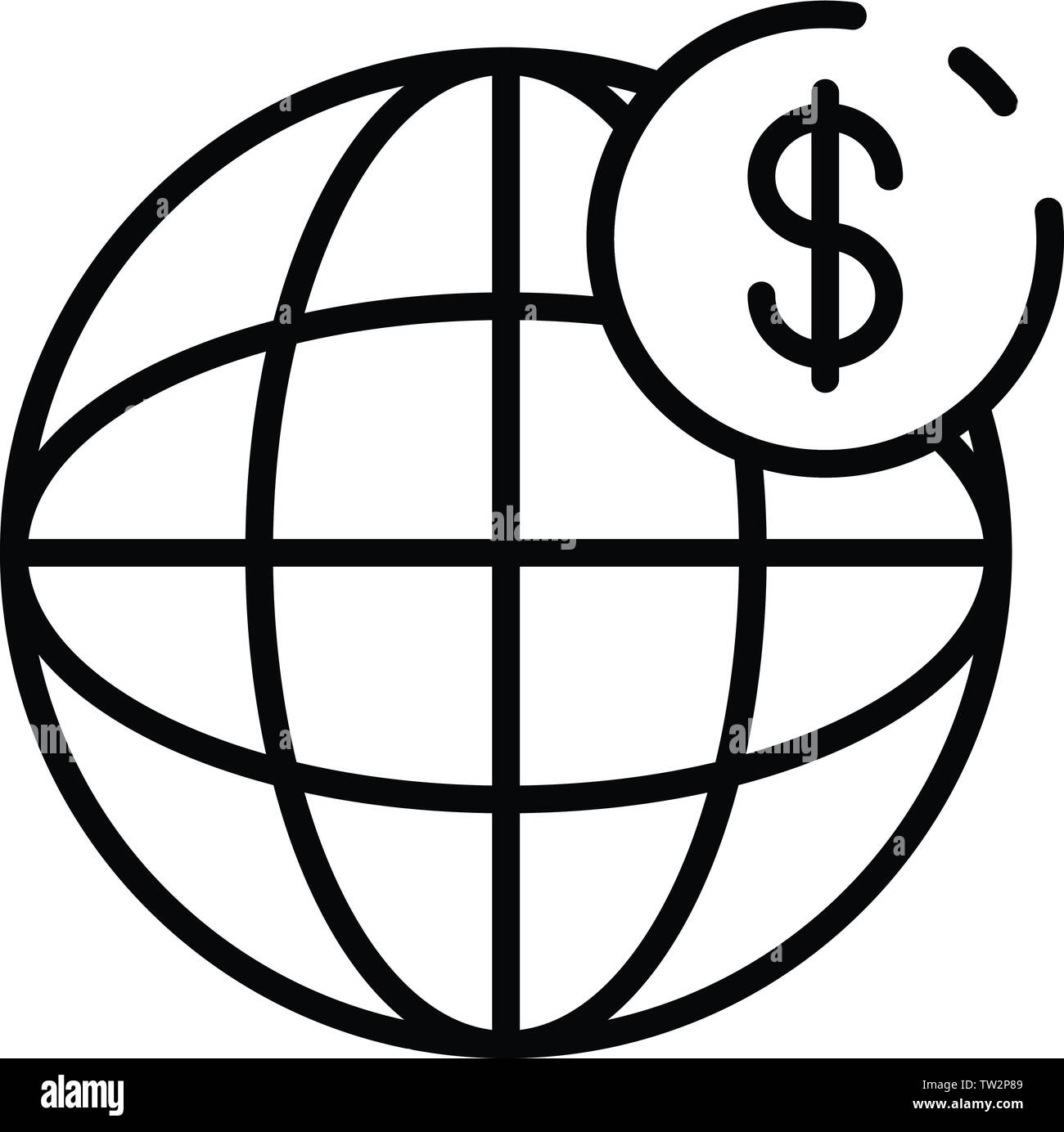 Web global money icon, outline style Stock Vector Image & Art - Alamy
