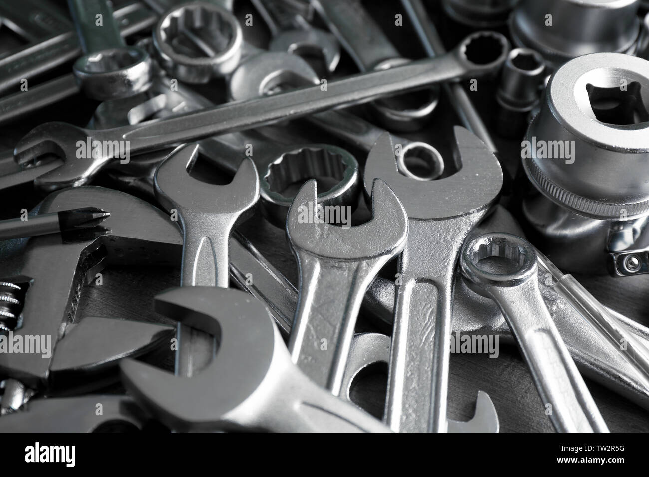 Setting of tools for car repair, closeup Stock Photo - Alamy