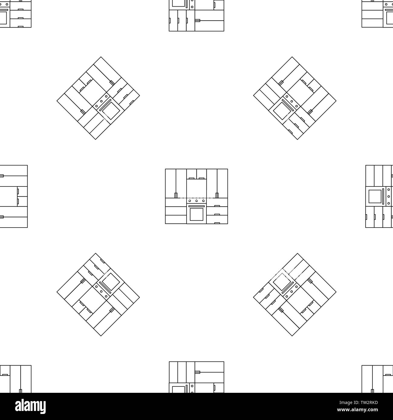 Kitchen furniture pattern seamless vector repeat geometric for any web design Stock Vector