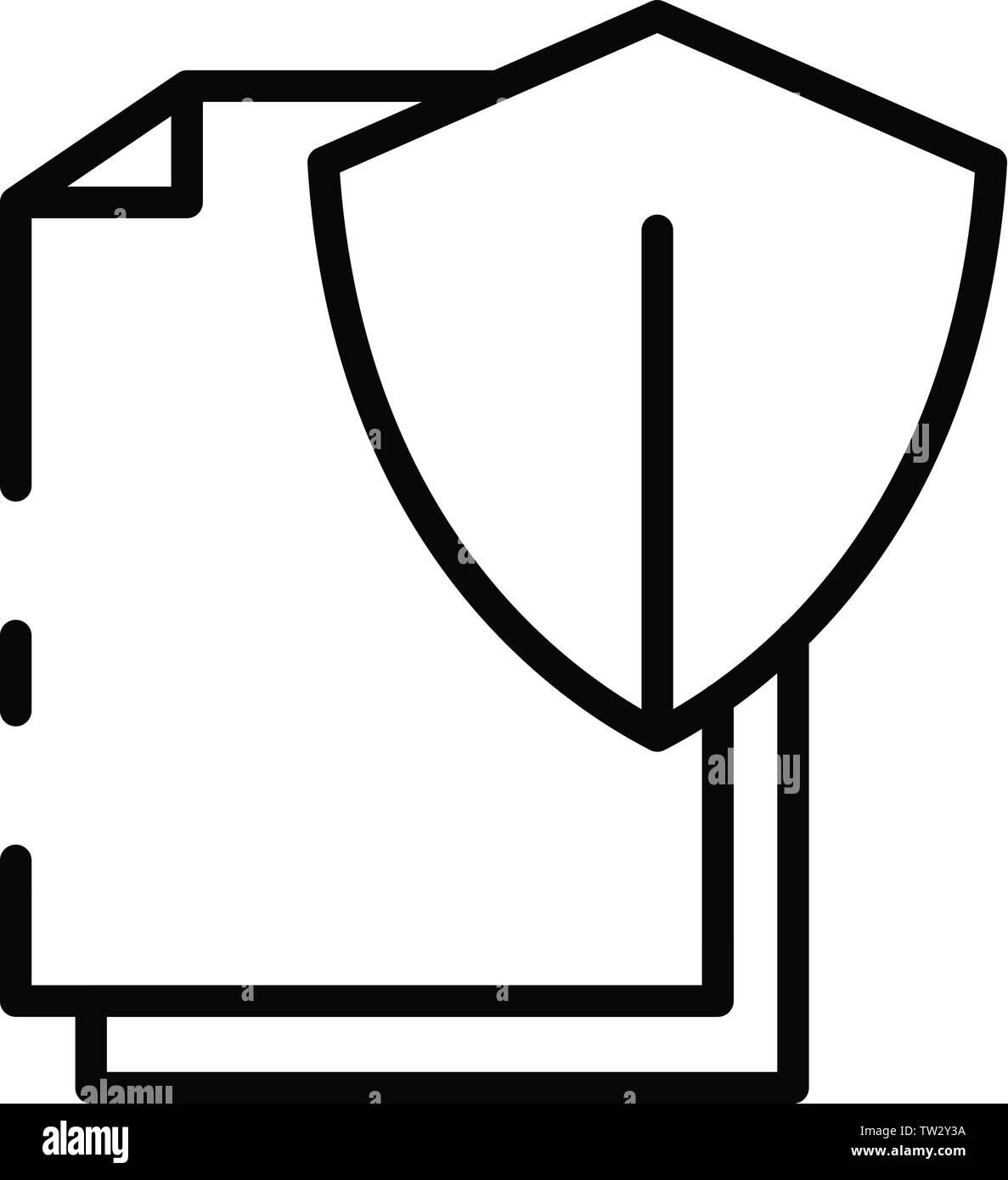 Protected shield document icon, outline style Stock Vector Image & Art ...