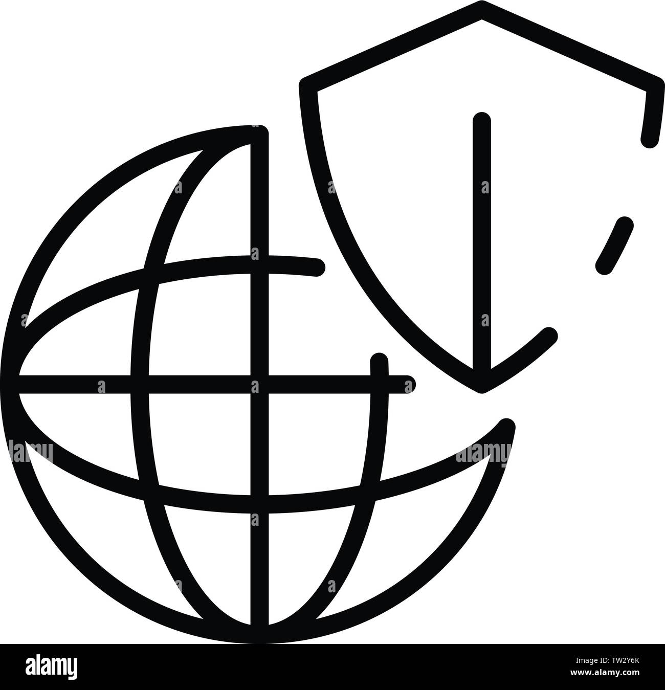 Secured web icon, outline style Stock Vector