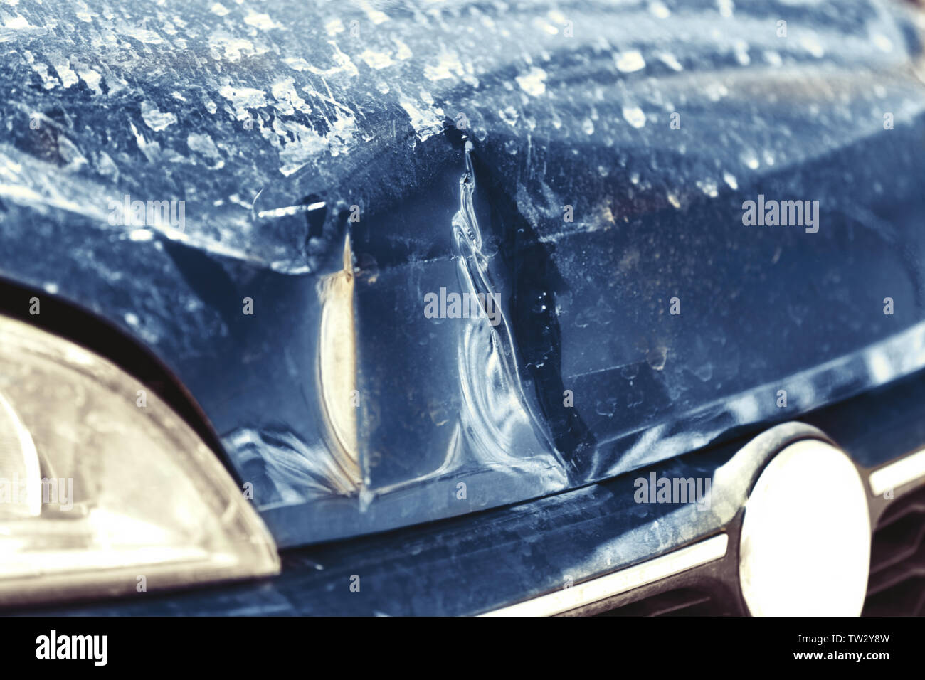 Damaged bumper of car involved in accident, closeup Stock Photo Alamy