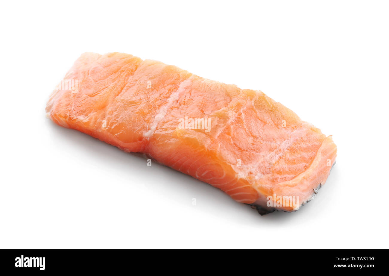 Fresh salmon fillet on white background Stock Photo - Alamy