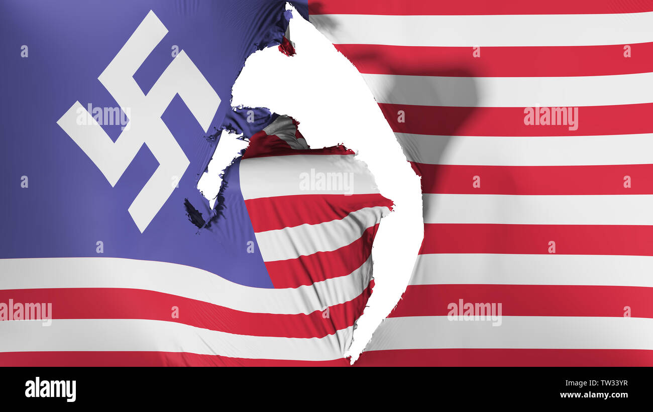 Damaged USA swastika flag Stock Photo