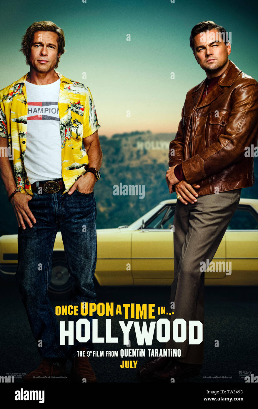 Once Upon a Time ... in Hollywood (2019) directed and written by Quentin Tarantino and starring Leonardo DiCaprio, Brad Pitt and Margot Robbie. Tarintino’s 9th film set in 1969 Los Angeles as Hollywood’s Golden Age draws to an end. Stock Photo
