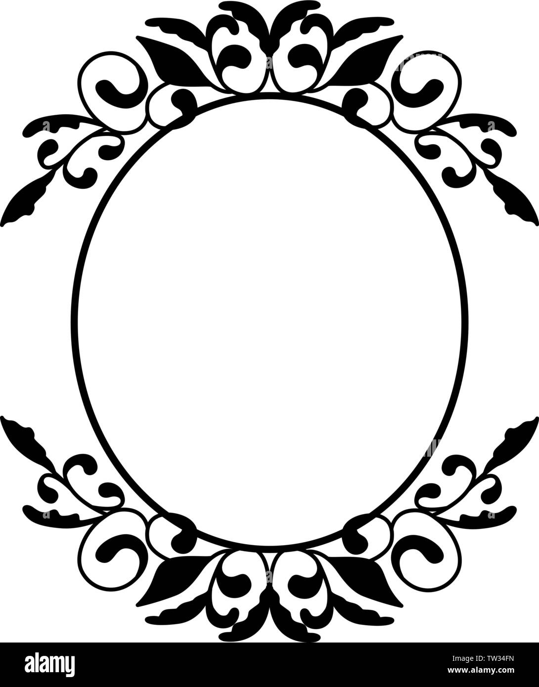 Vector vintage border frame engraving with retro ornament Stock Vector