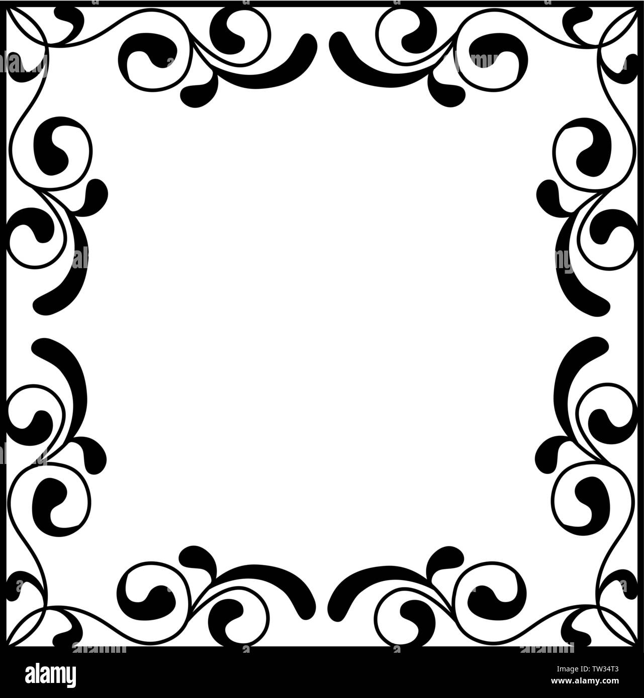 Vector vintage border frame engraving with retro ornament Stock Vector