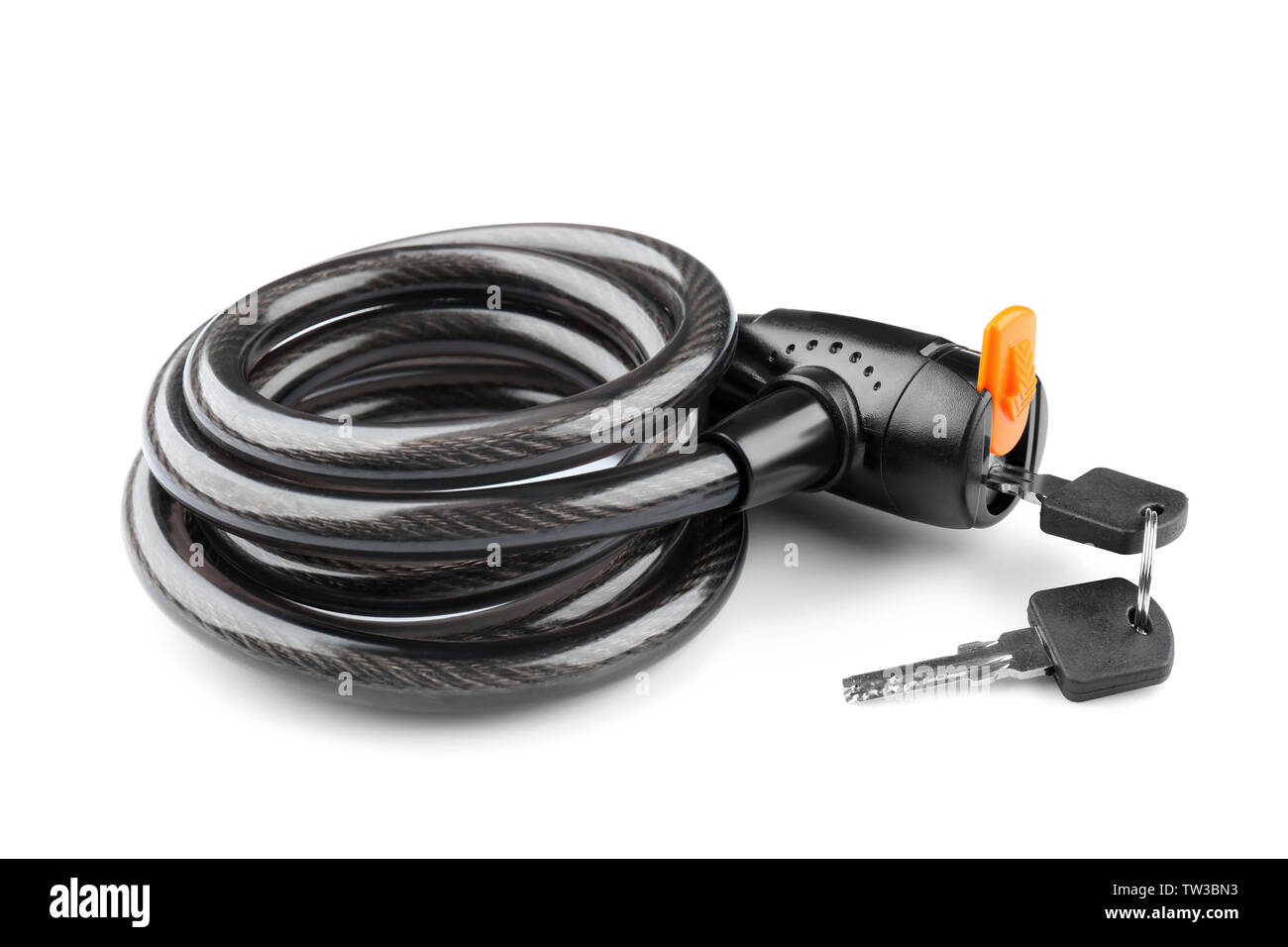 Bicycle lock on white background Stock Photo