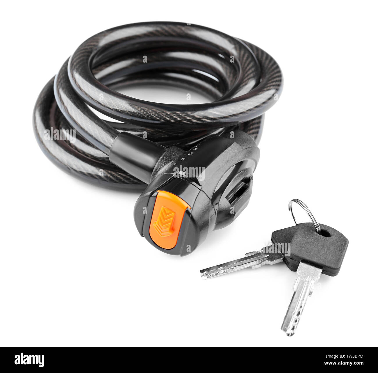 Bicycle lock on white background Stock Photo