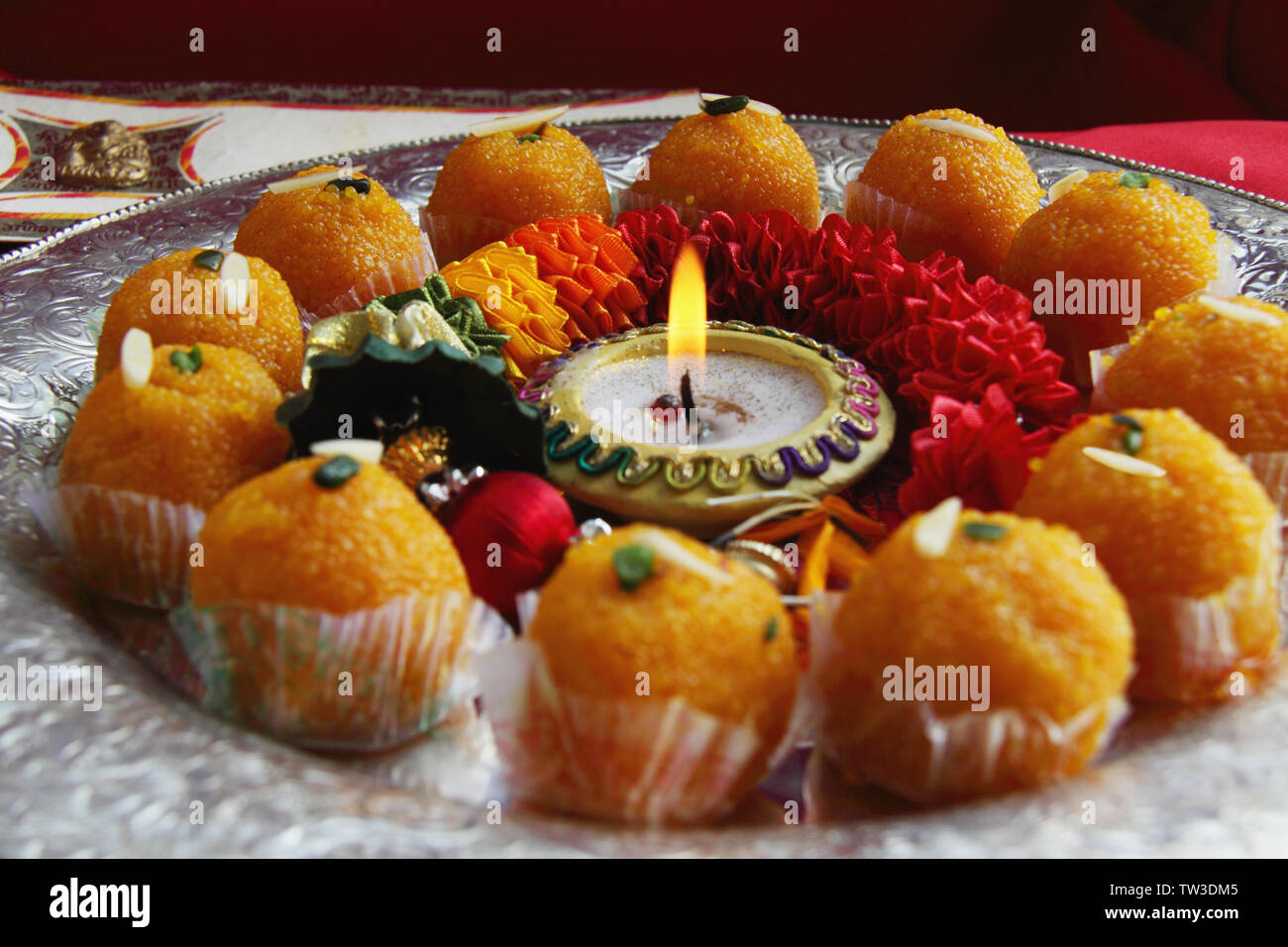 Close up of a diwali pooja thali Stock Photo