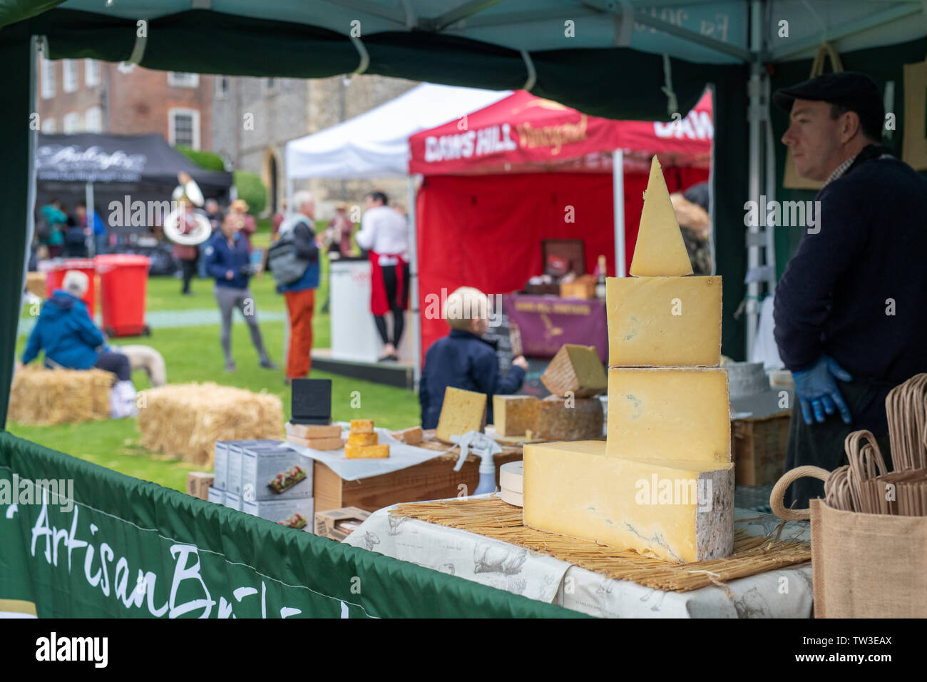 Cheese stall at Stonor Park food festival. Stonor, Henley-on-Thames, Oxfordshire, England Stock Photo