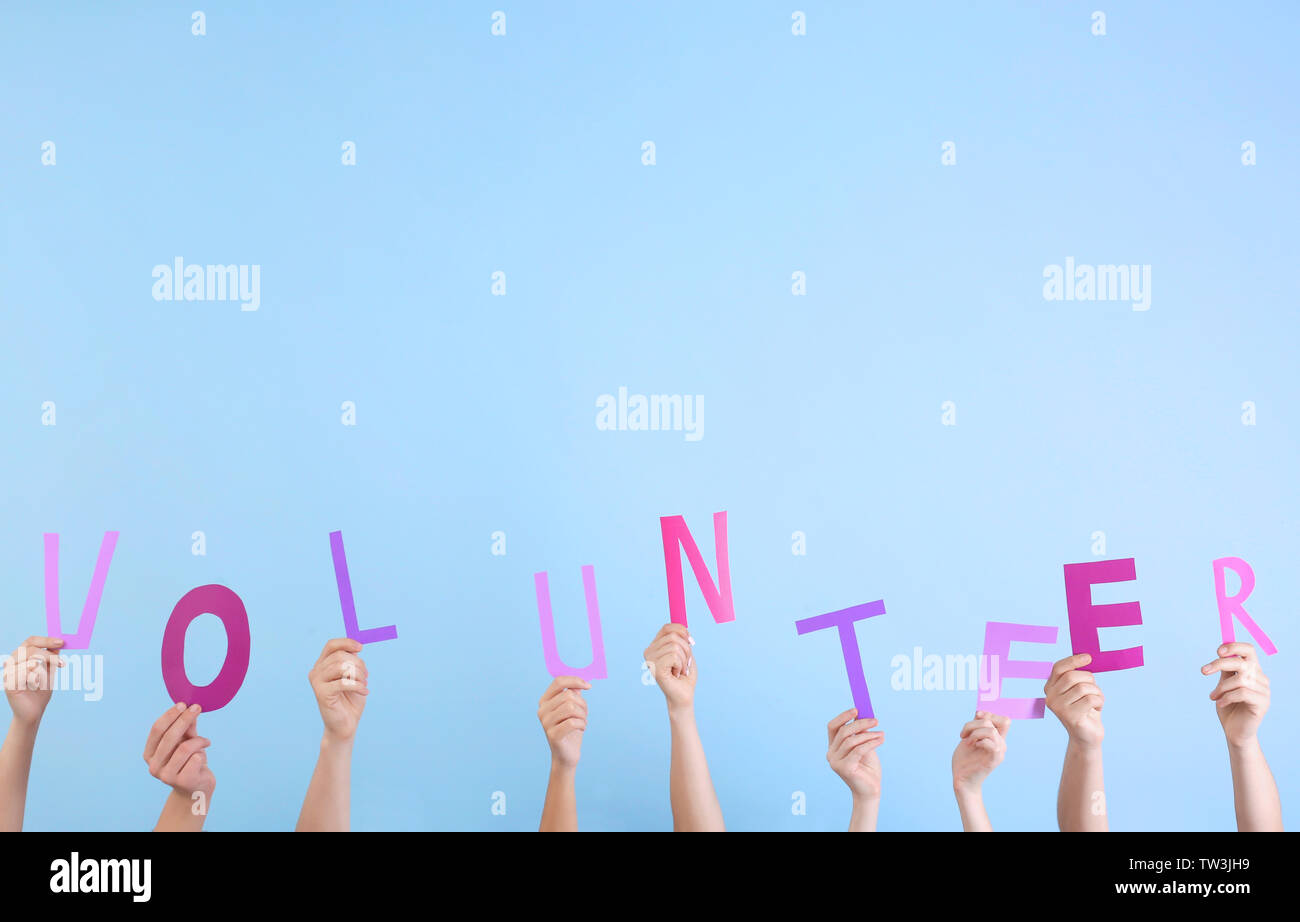 Word hands team people letters hi-res stock photography and images - Alamy