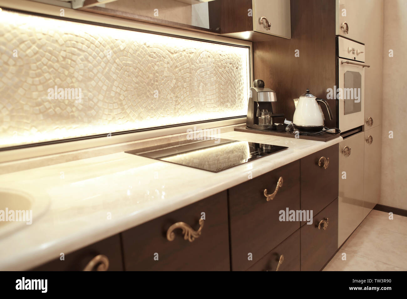 Interior of modern kitchen with furniture Stock Photo - Alamy