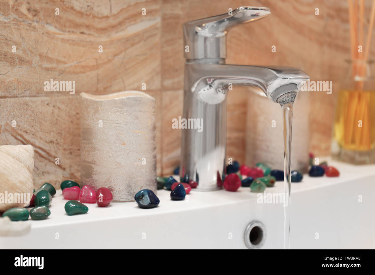 Clean Sink And Faucet In Modern Spa Center Stock Photo 256395734