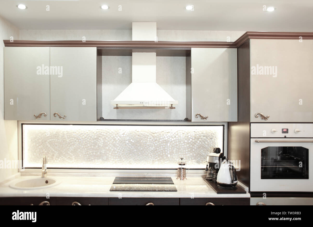 Interior of modern kitchen with furniture Stock Photo - Alamy