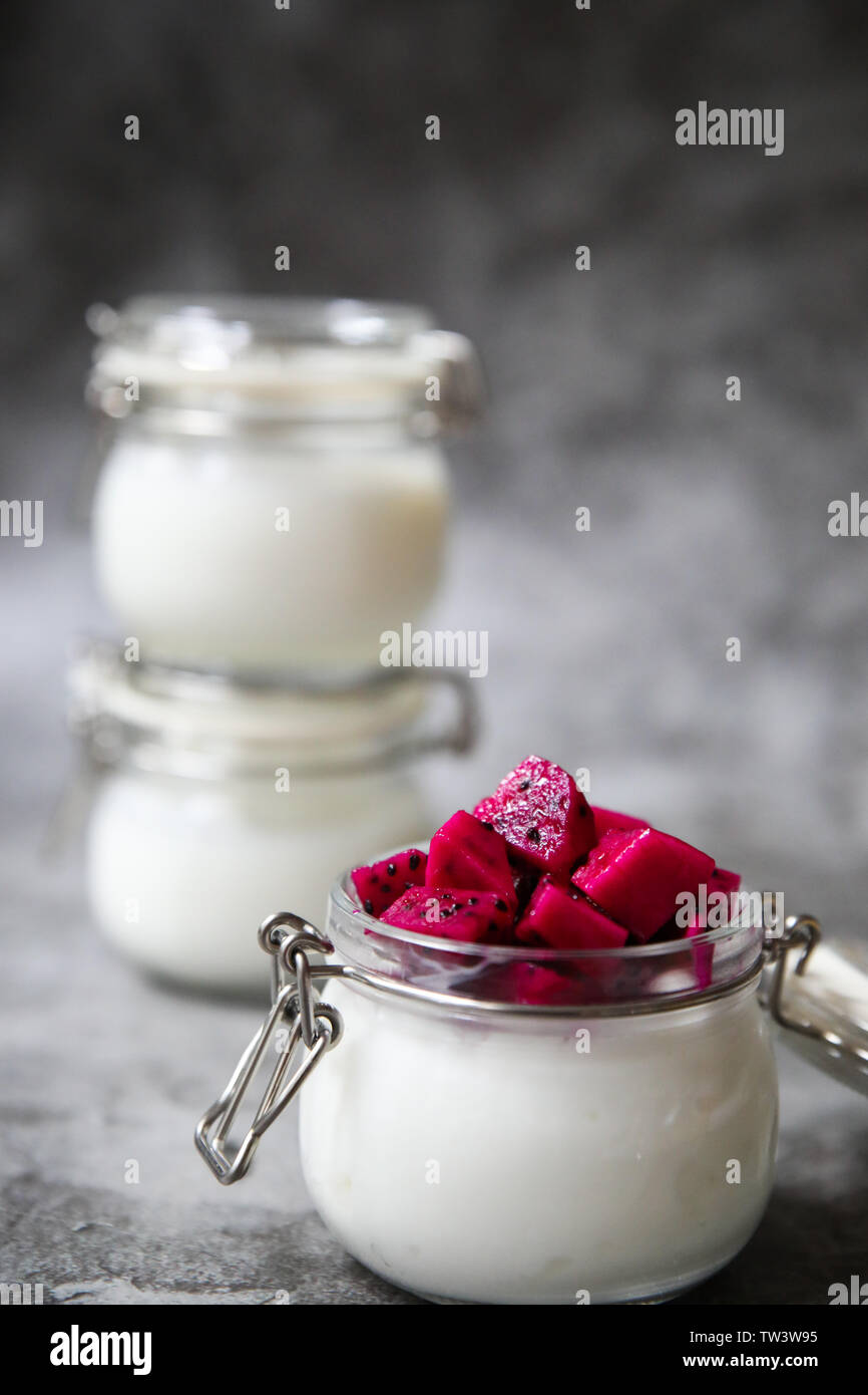 Fruit yogurt, dragon fruit yogurt yogurt milk cuisine Stock Photo Alamy