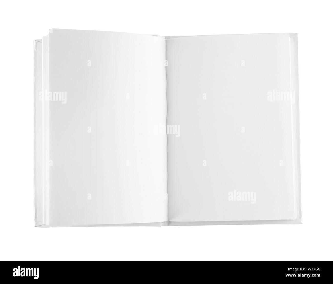 Blank pages of opened book on white background Stock Photo Alamy