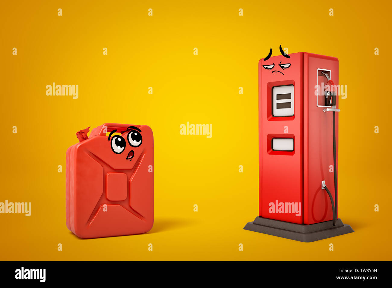 Download 3d Rendering Of Red Gasoline Can And Red Filling Station With Cartoon Smiley Faces On Yellow Background Stock Photo Alamy Yellowimages Mockups