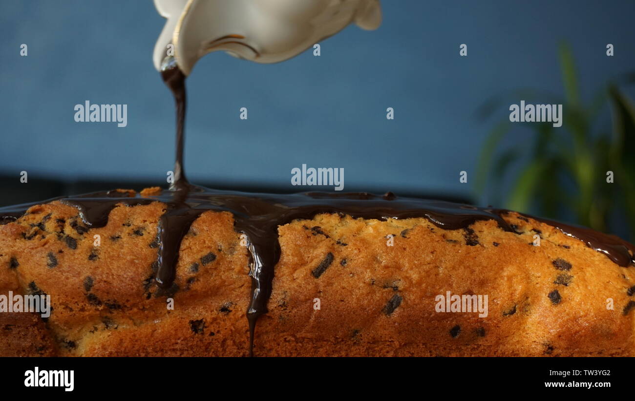 Cake with chocolate milk Stock Photo