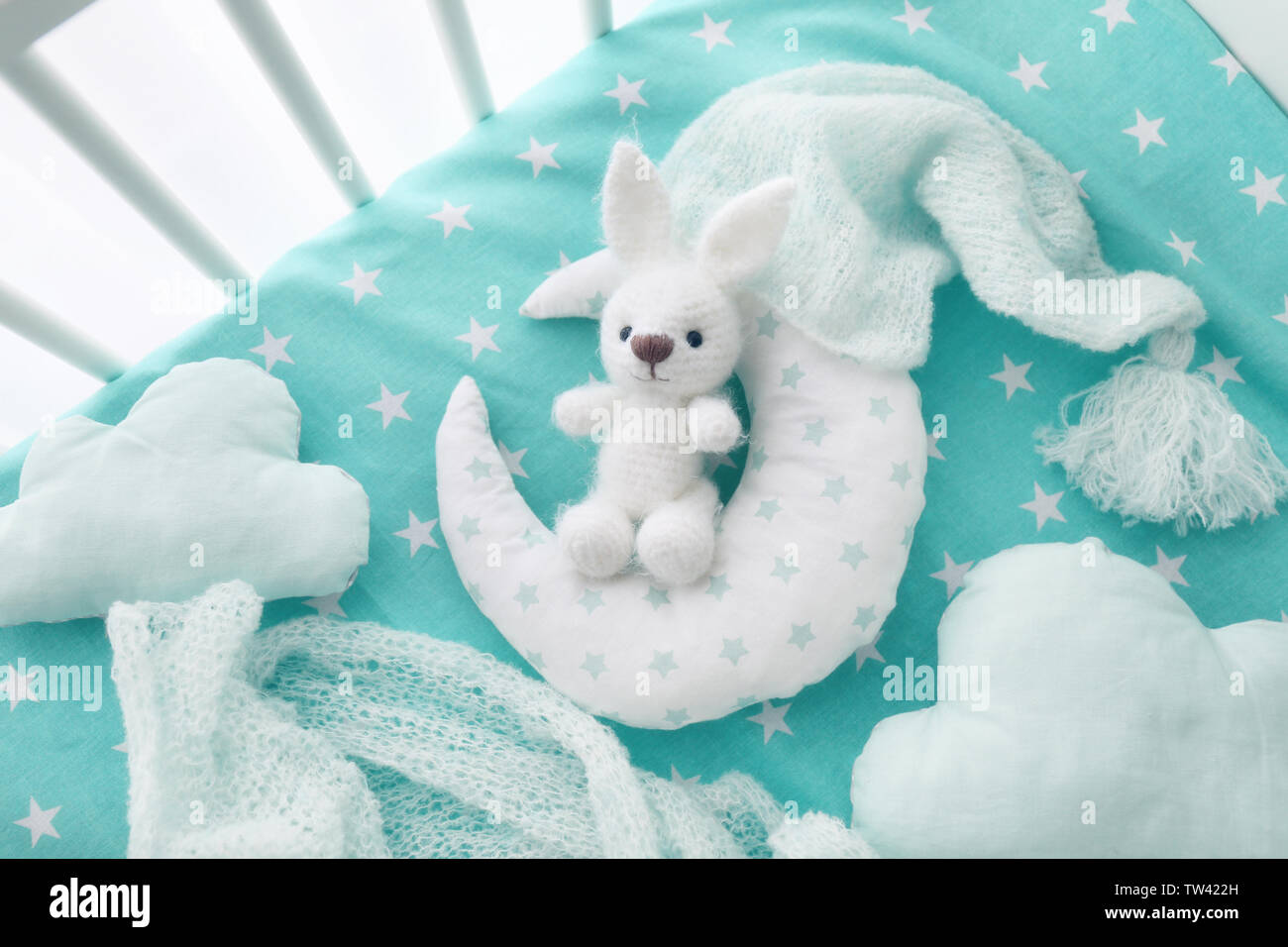 Adorable Handmade Crochet Toy With Baby Clothes And Pillows In