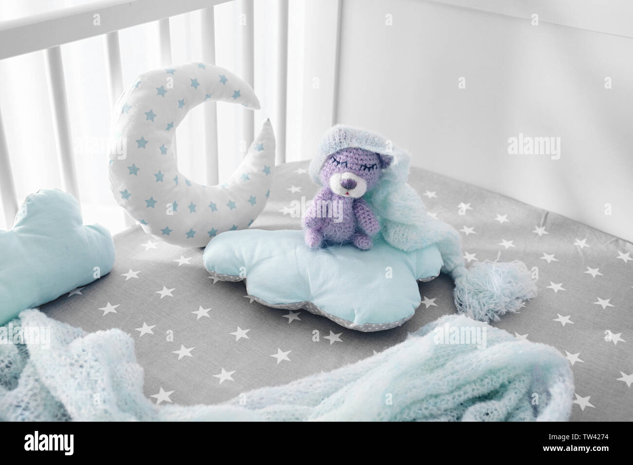 Adorable Handmade Crochet Bear Toy With Baby Clothes And Pillows