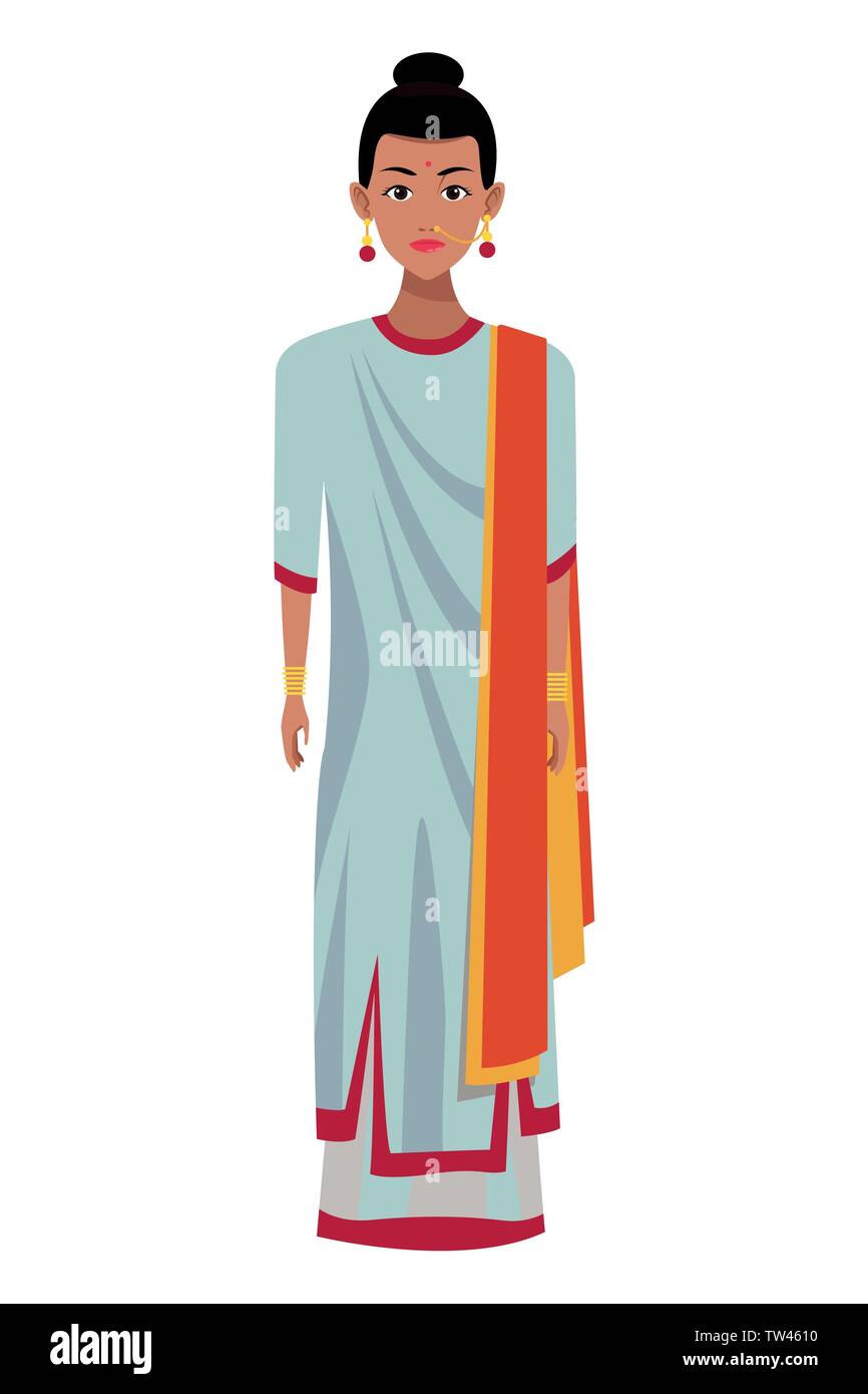 indian woman wearing traditional hindu clothes Stock Vector Image & Art ...