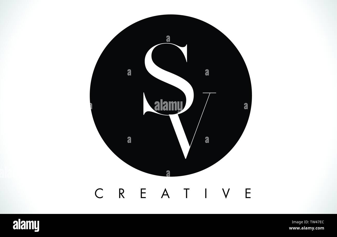 SV Letter Design Logo with Black and White Colors Trendy Vector Illustration Stock Vector Image