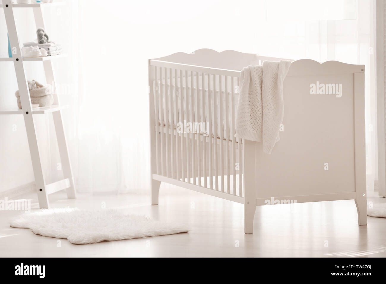 crib with shelves