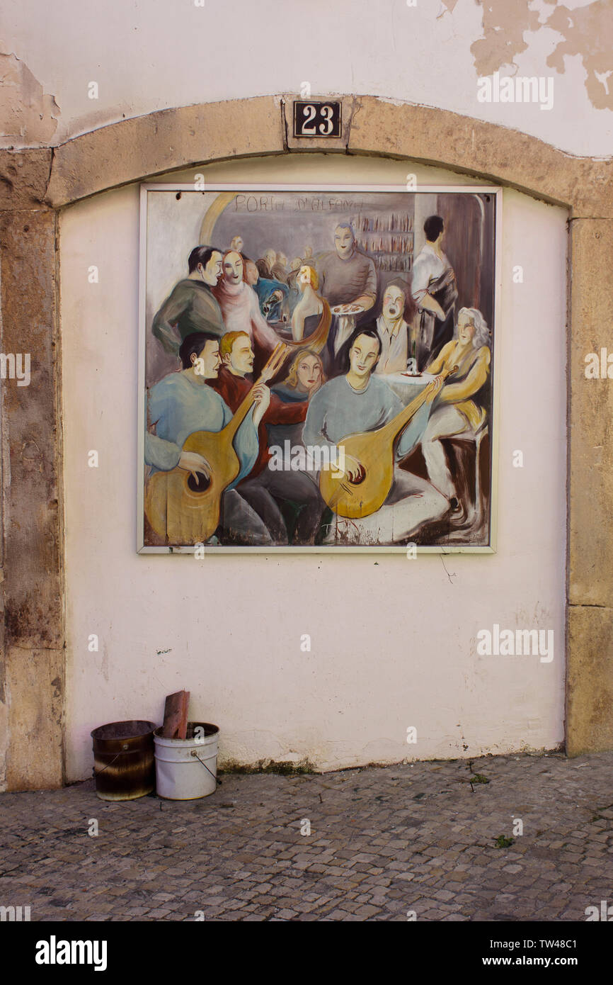 Alfama or Fisherman's Quarter, near the harbor in Lisbon, Portugal. Stock Photo