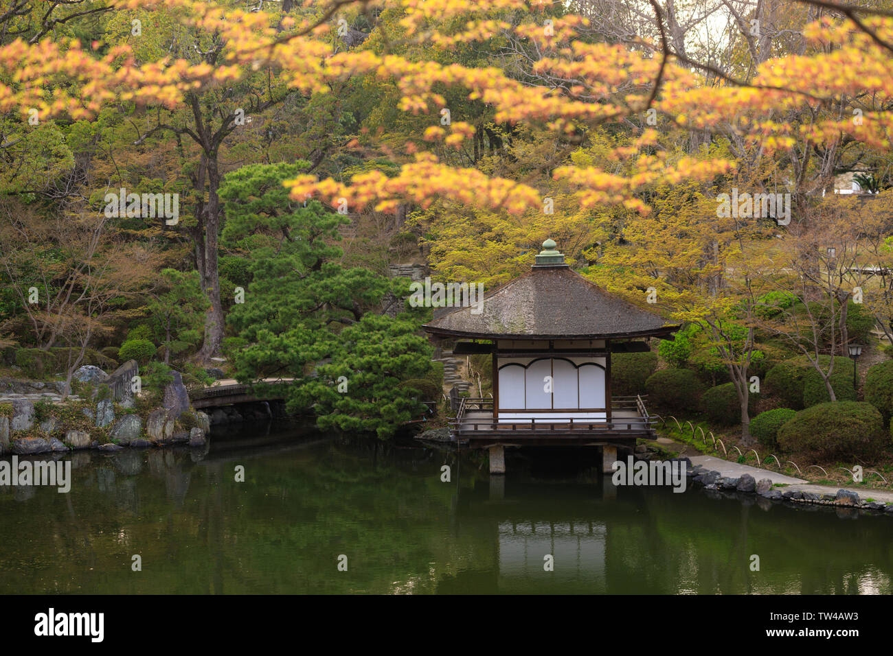 The Teien Japanese garden at spring Wakayama, Japan Stock Photo
