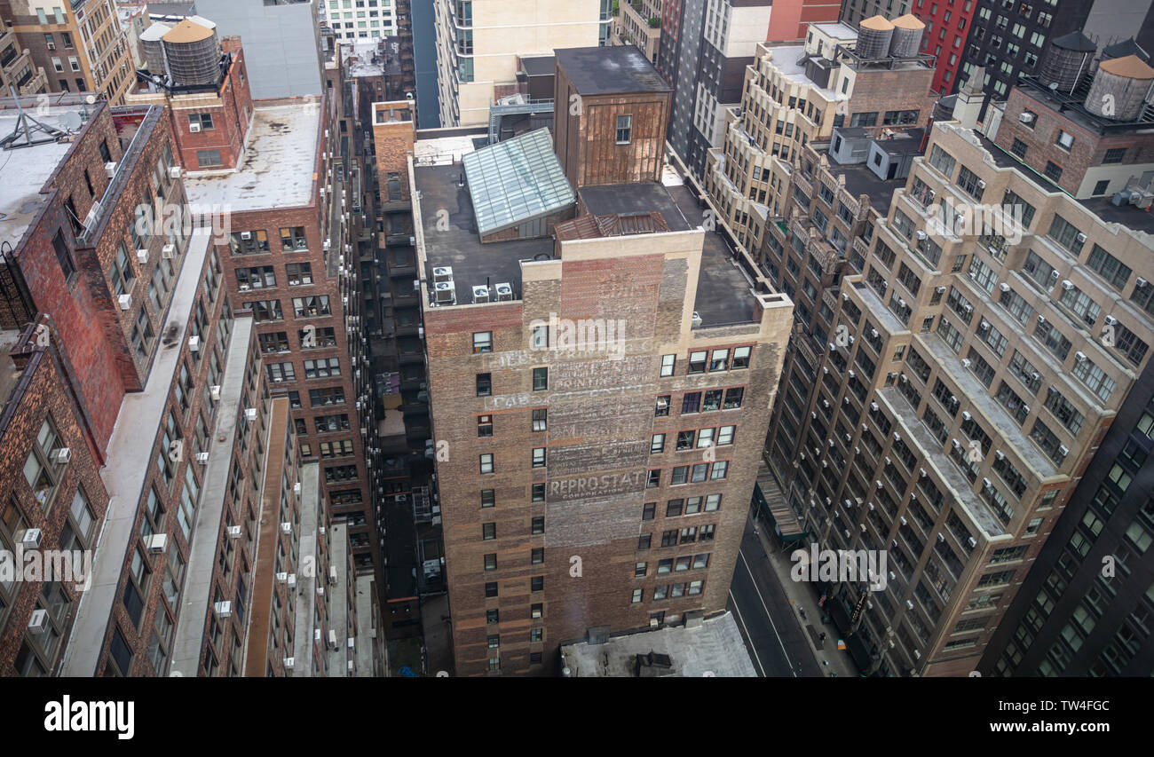 New York, USA. May 2nd, 2019. Manhattan downtown. Aerial view of skyscrapers, high angle view Stock Photo