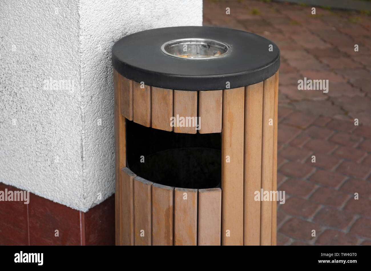 Modern garbage bin outdoors Stock Photo Alamy