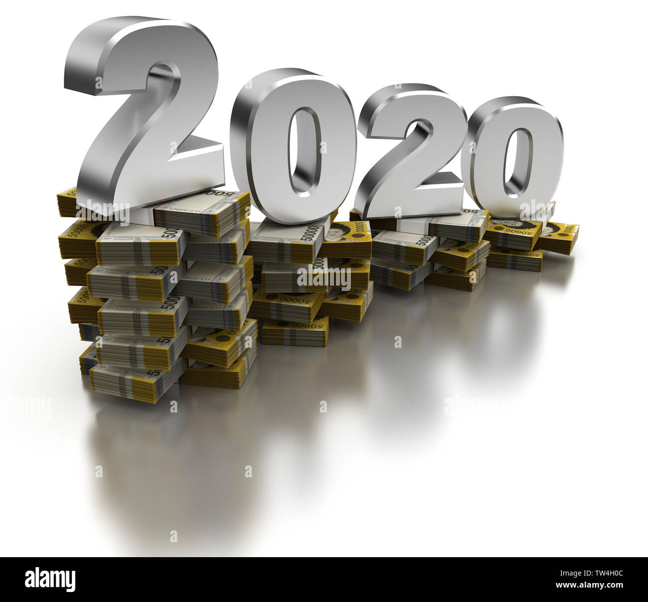 Bad South Korea Economy 2020 (isolated on white background) Stock Photo