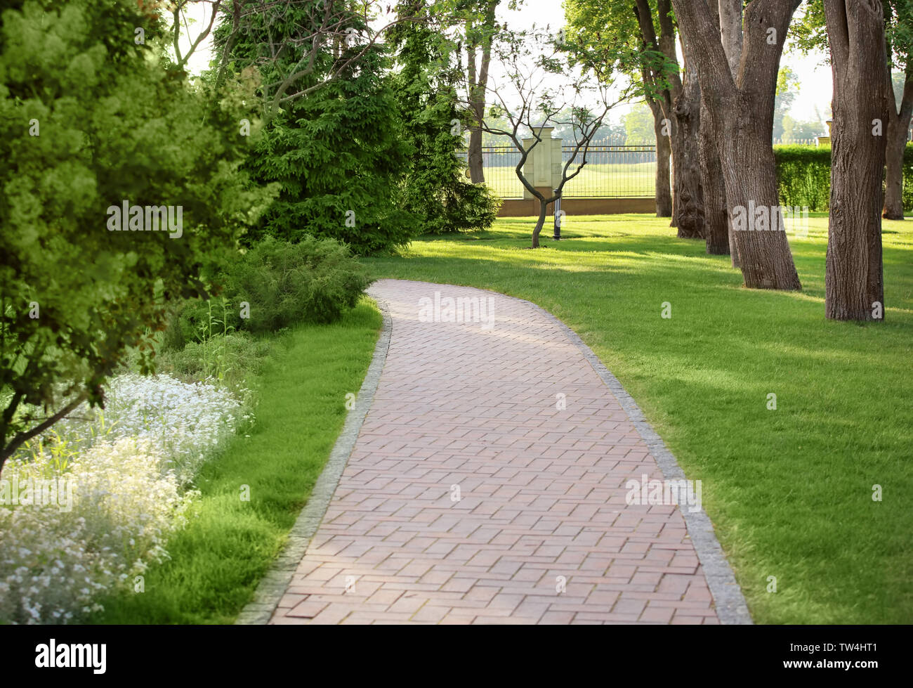 Landscape of beautiful green park on sunny day Stock Photo - Alamy