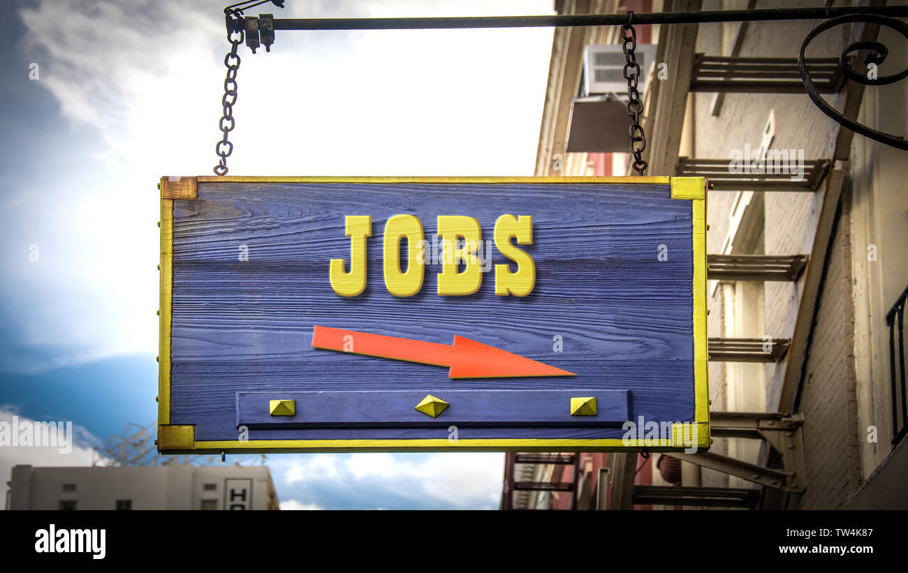 Street Sign the Direction Way to Jobs Stock Photo - Alamy