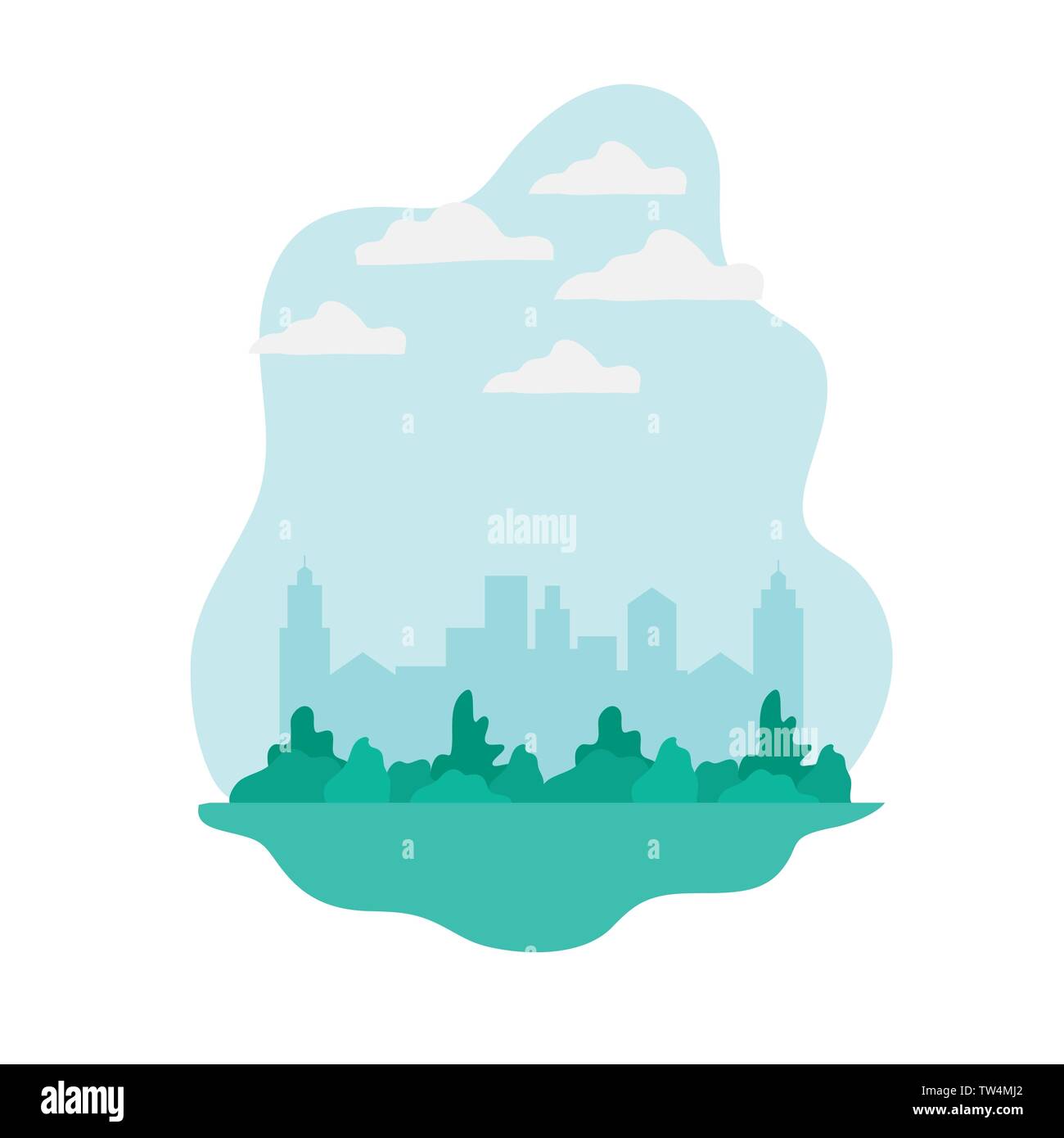 landscape with trees and plants isolated icon Stock Vector Image & Art ...