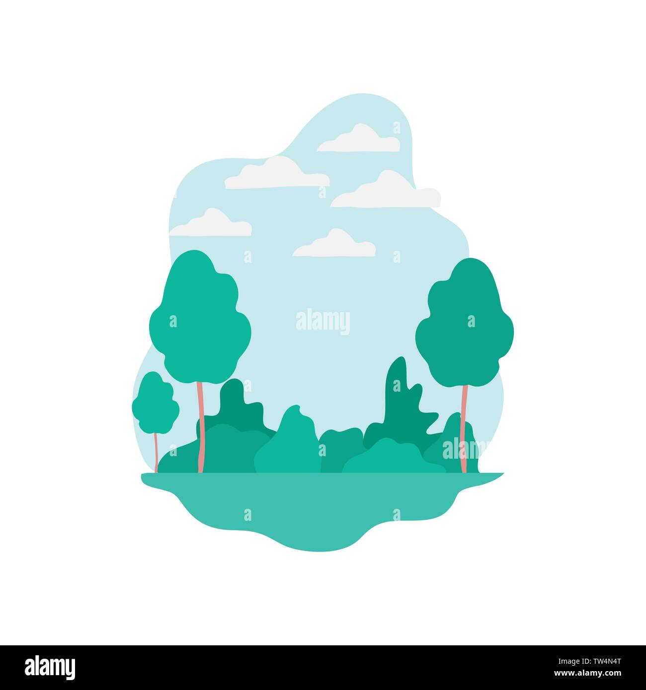 landscape with trees and plants isolated icon Stock Vector Image & Art ...