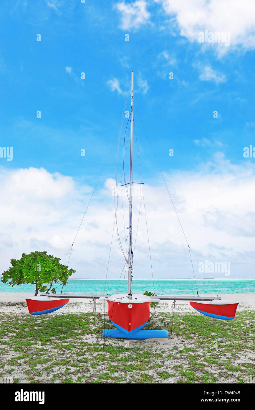 Boat on beach near sea Stock Photo - Alamy