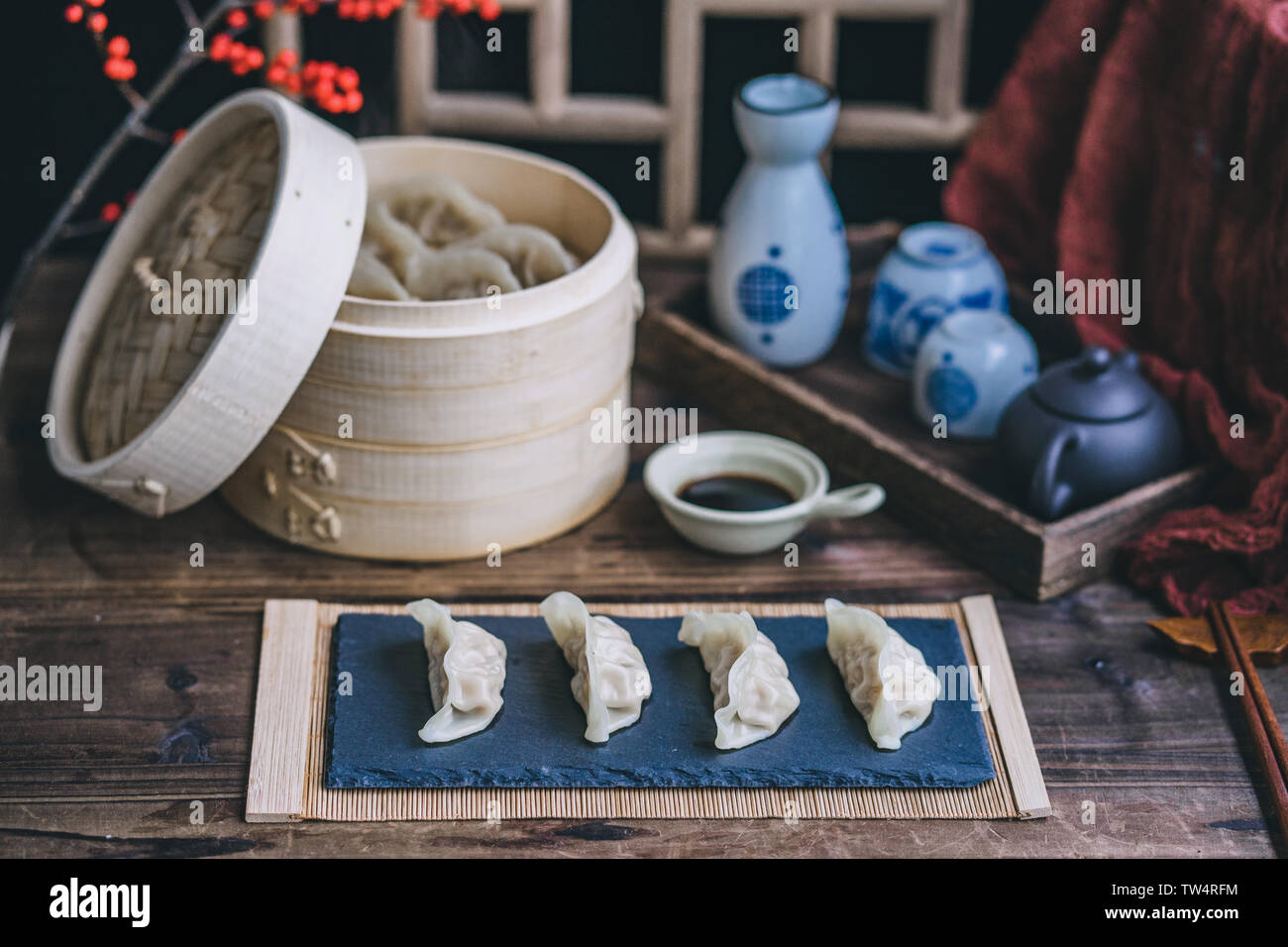 Fresh steamed dumplings Stock Photo Alamy